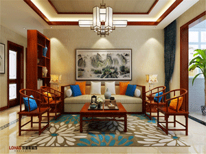 東勝紫御府95平米新中式裝修效果圖