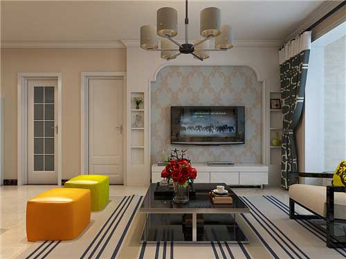 翠提春曉93平米兩室兩廳田園風(fēng)格效果圖