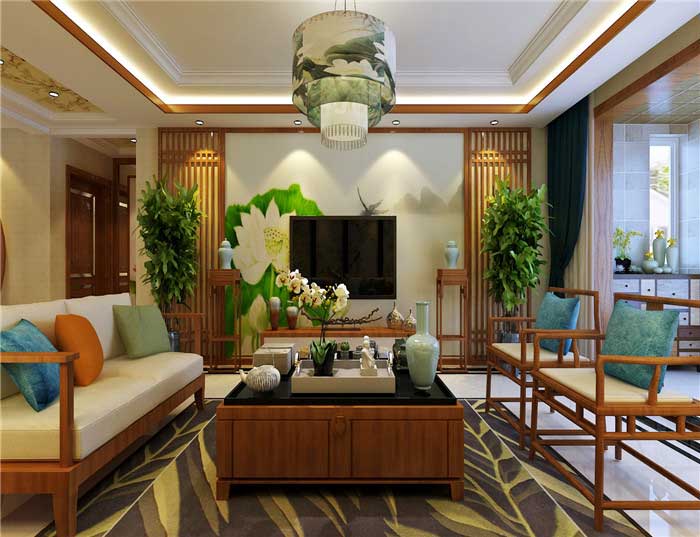 海棠灣158平米四室兩廳兩衛(wèi)新中式效果圖