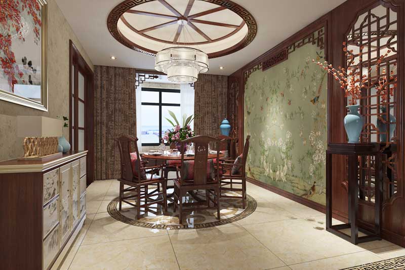 世紀名園260平米四室二廳三衛(wèi)新中式裝修效果圖