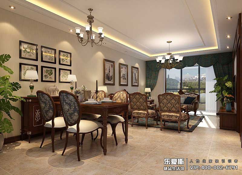 石家莊翰唐92平米美式風(fēng)格裝修效果圖