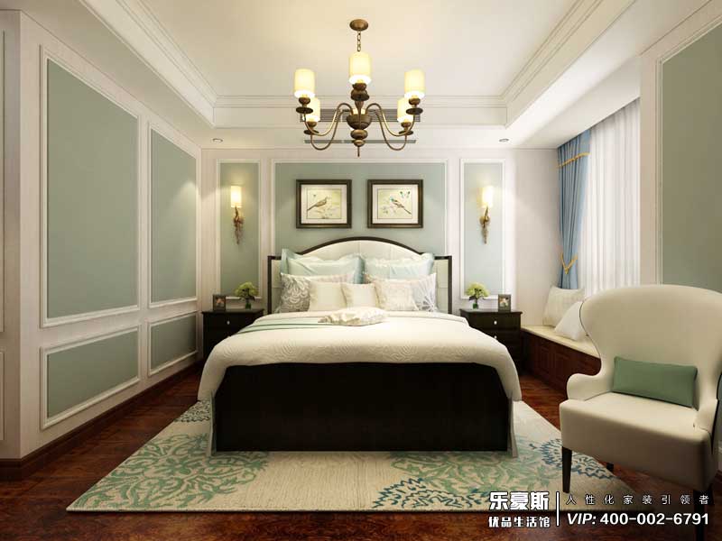 國(guó)際城148平米三室兩廳美式田園風(fēng)格裝修效果圖