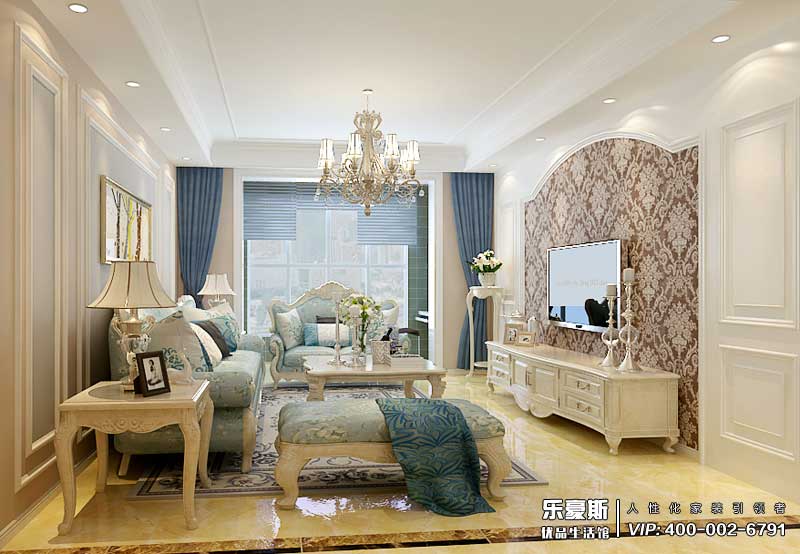 保利花園130平米簡歐風(fēng)格裝修效果圖