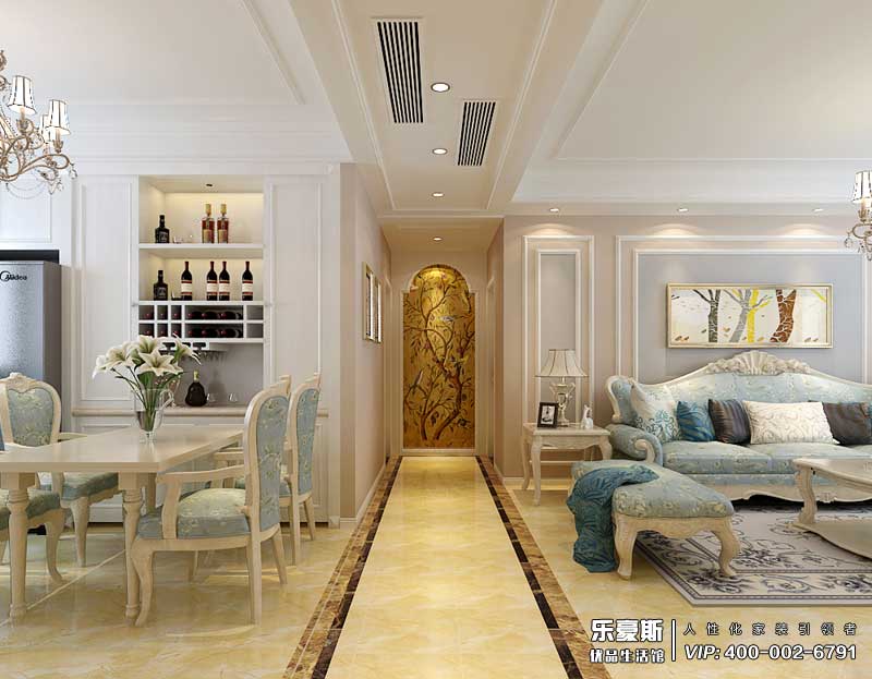 保利花園130平米簡歐風(fēng)格裝修效果圖