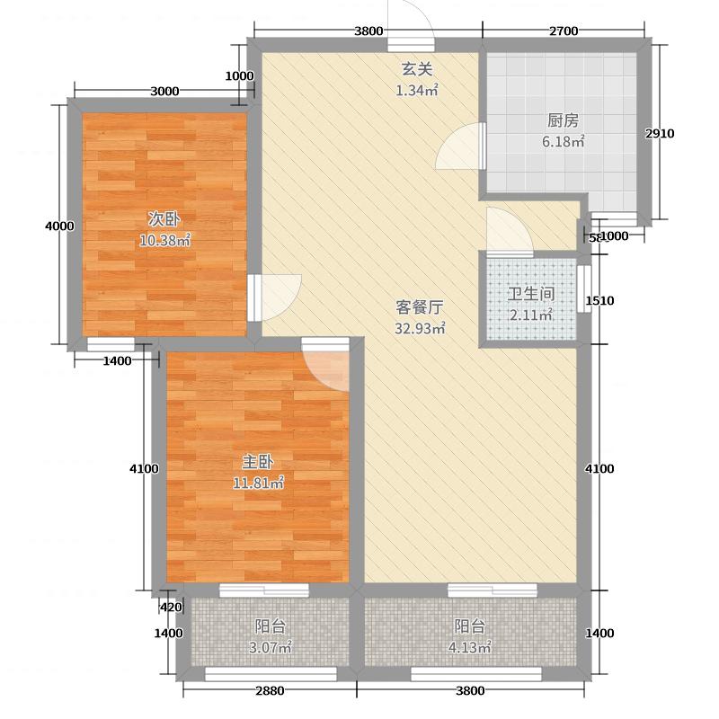國源和天下2室2廳1衛(wèi)1廚99.00㎡戶型圖