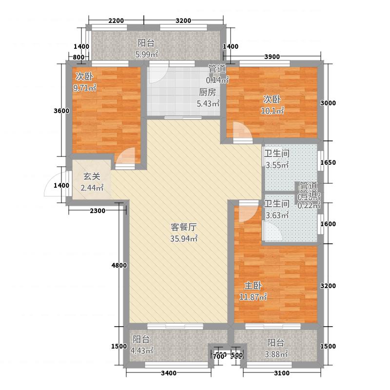 長(zhǎng)久中心公園9號(hào)3室1廳2衛(wèi)1廚138㎡戶型圖