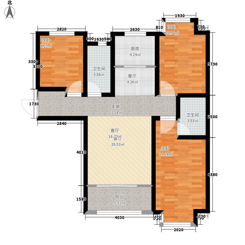 明瀚花香城3室1廳2衛(wèi)1廚117㎡戶型圖