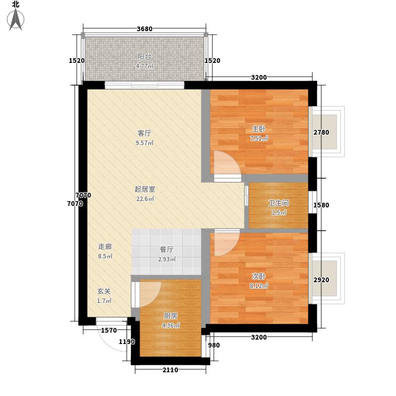 同祥城2室2廳1衛(wèi)1廚72㎡戶型圖