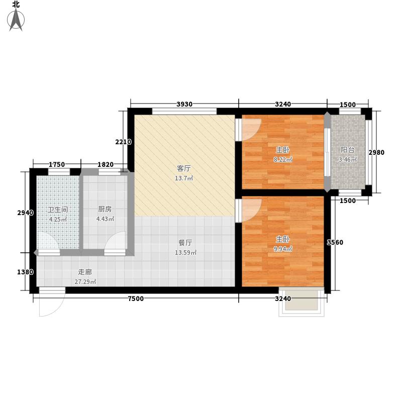 同祥城2室2廳1衛(wèi)1廚83㎡戶型圖