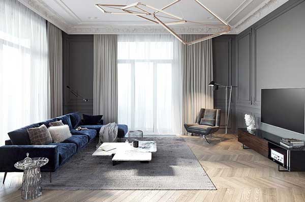 石家莊客廳鋪設(shè)地毯裝修效果圖