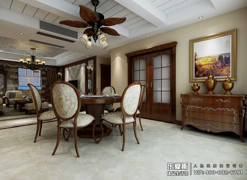 東勝紫御府168平米美式鄉(xiāng)村風格裝修效果圖