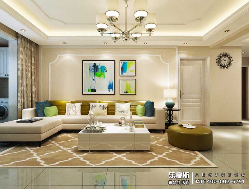 中廈御園125平米簡歐風格裝修效果圖