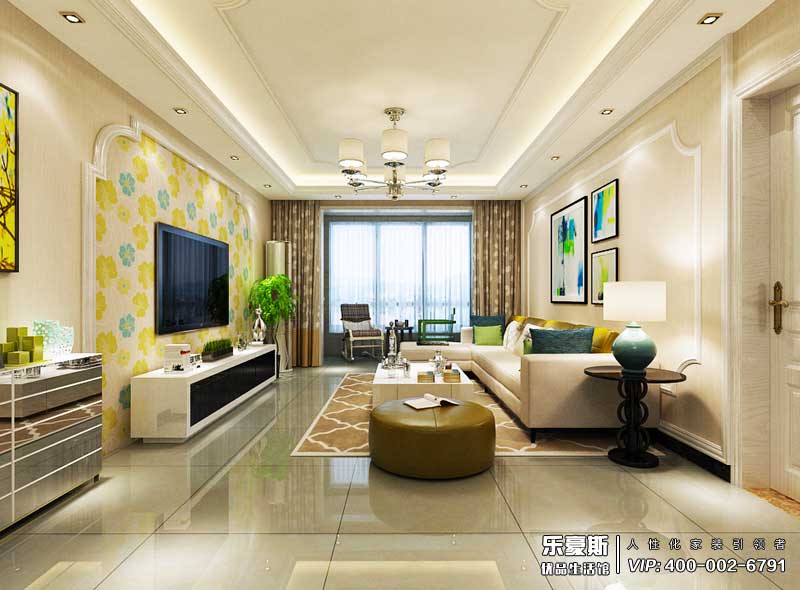 中廈御園125平米簡歐風格裝修效果圖