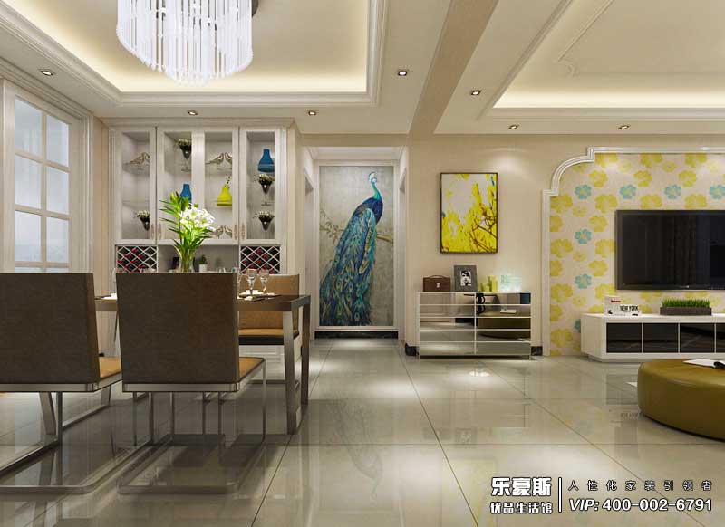 中廈御園125平米簡歐風格裝修效果圖