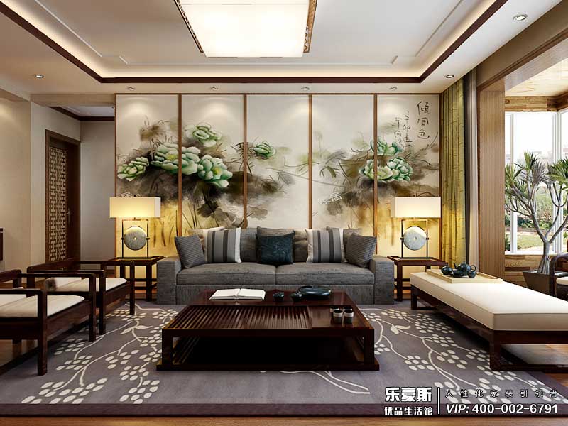 金海華府三室兩廳新中式風格裝修效果圖