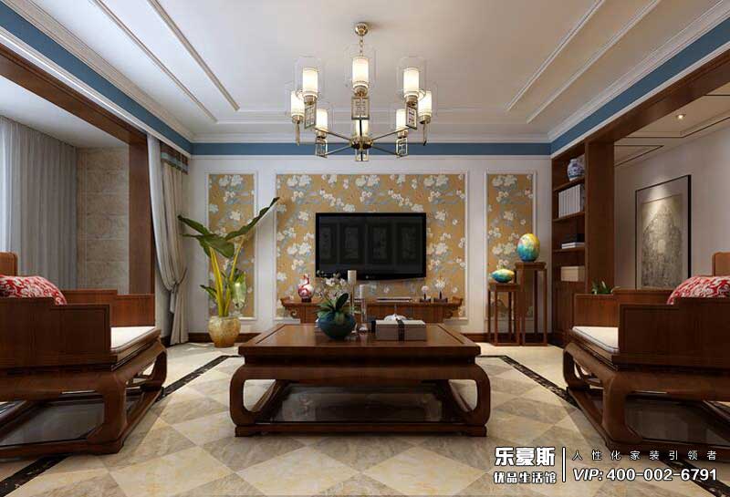 石家莊天海譽天下200平米中式風(fēng)格別墅裝修效果圖