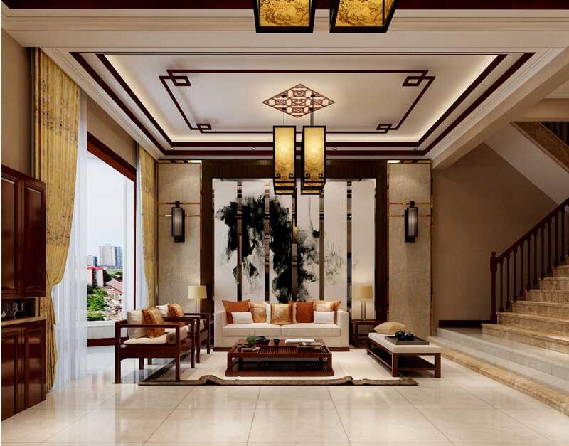 瓏璽山中式風格別墅裝修效果圖 