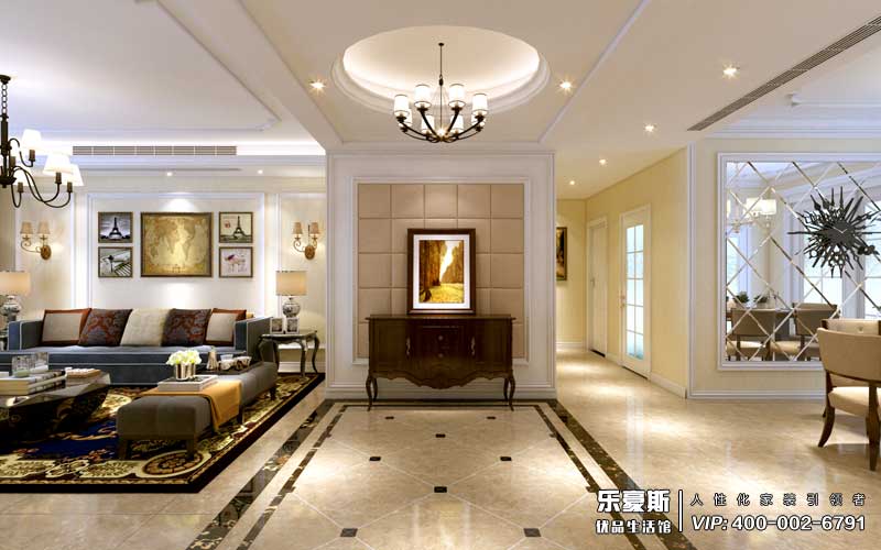 瀚唐三期三室兩廳美式風格裝修效果圖