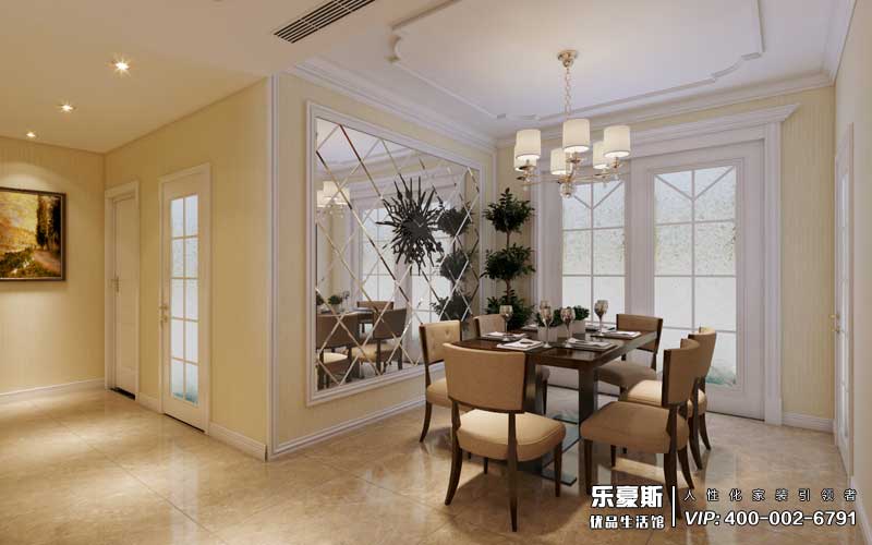 瀚唐三期三室兩廳美式風格裝修效果圖