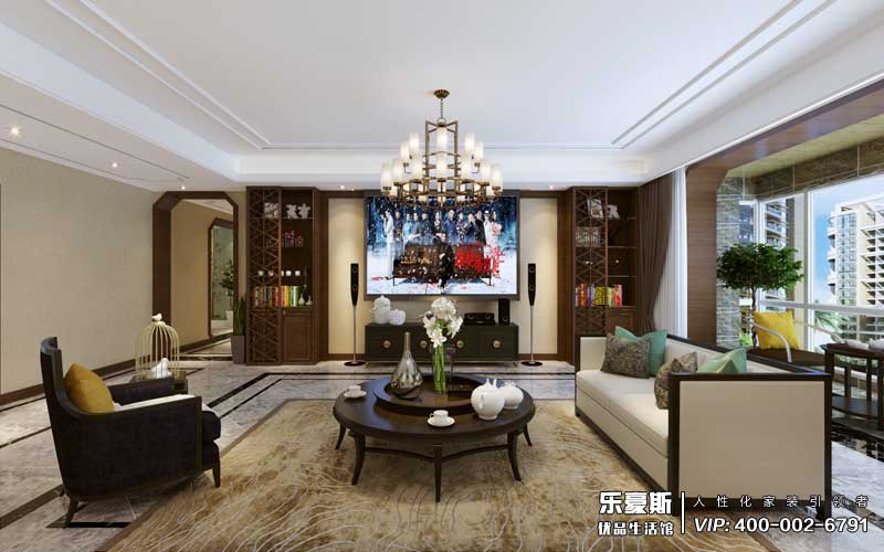 天洲鉑悅177平米新中式風格裝修效果圖