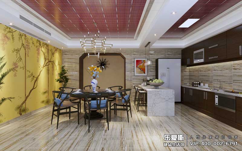 天洲鉑悅177平米新中式風格裝修效果圖