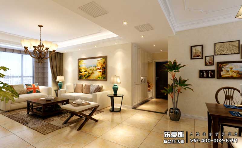 赫石府三室兩廳美式簡約風(fēng)格裝修效果圖