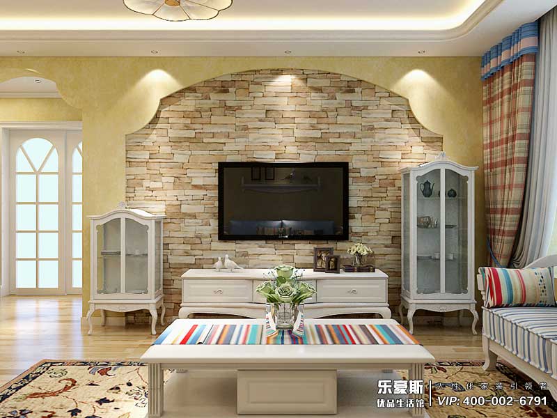 秀水名邸108平米田園地中海裝修效果圖