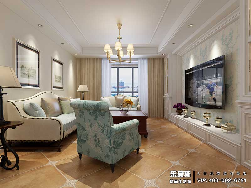 潤德天悅城165平米美式田園風(fēng)格裝修效果圖