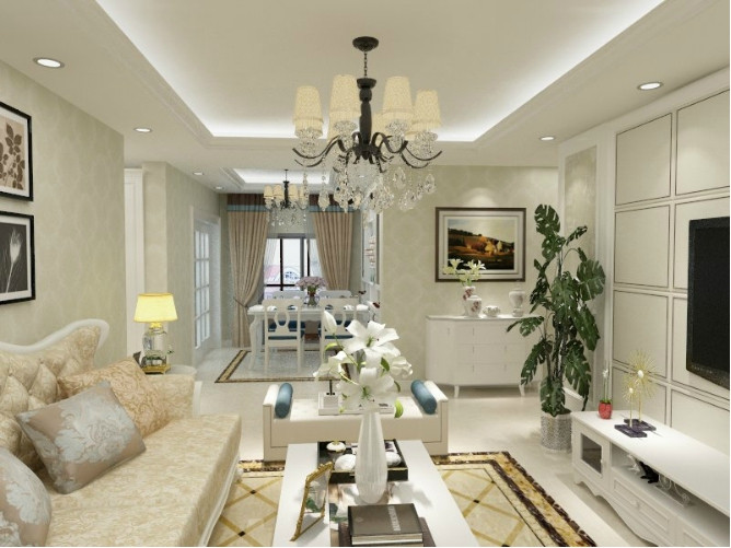 保利花園/簡歐風(fēng)格/124㎡/兩室兩廳