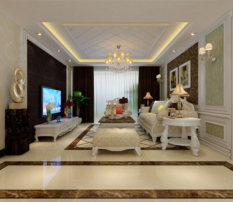 盛邦二期139平米三室兩廳簡歐風(fēng)格