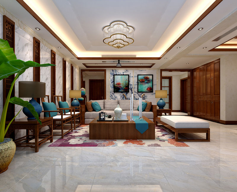 天山熙湖面積138平米三室二廳兩衛(wèi)新中式裝修效果圖 天山熙湖面積138平米三室二廳兩衛(wèi)新中式裝修效果圖