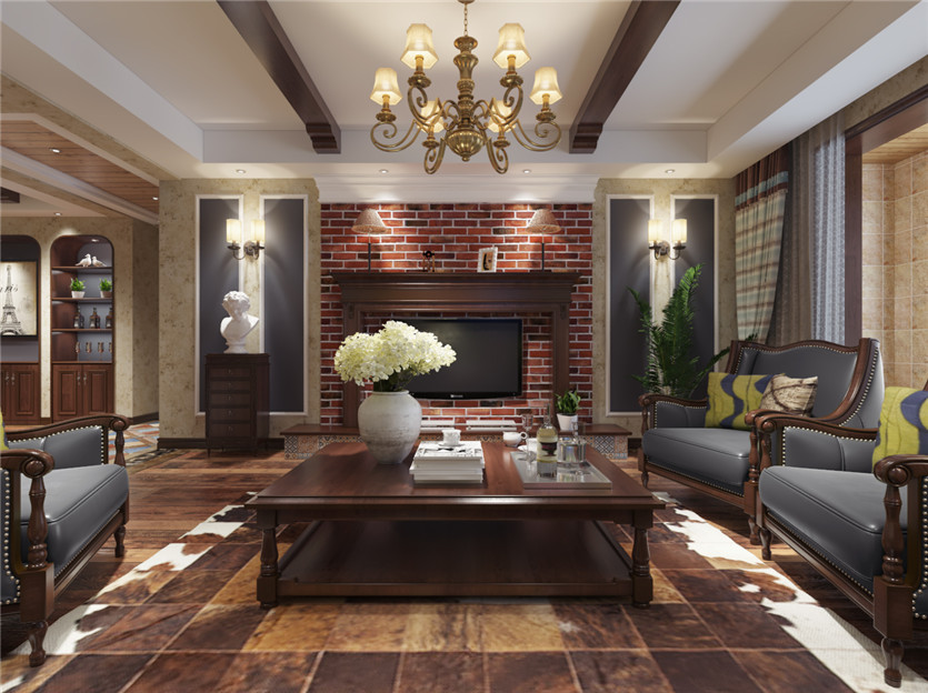 鹿錦苑168平米三室美式風格裝修效果圖