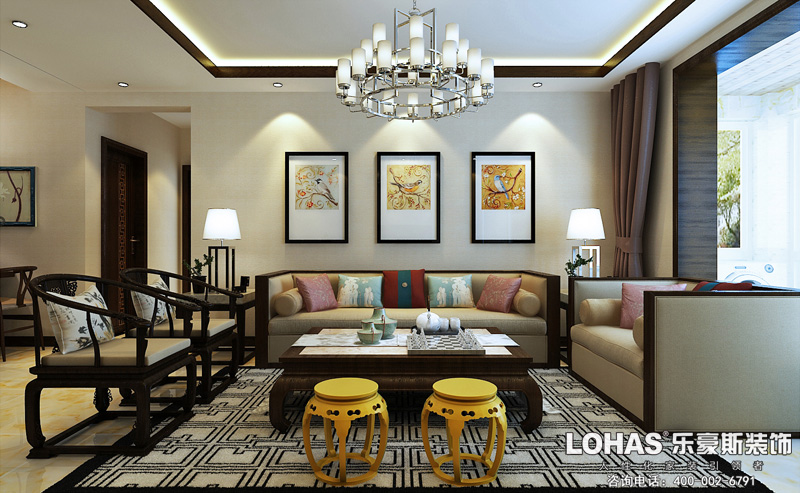 紅星國際三室中式裝修效果圖