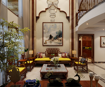 邯鄲涉縣別墅300平米中式風格裝修案例