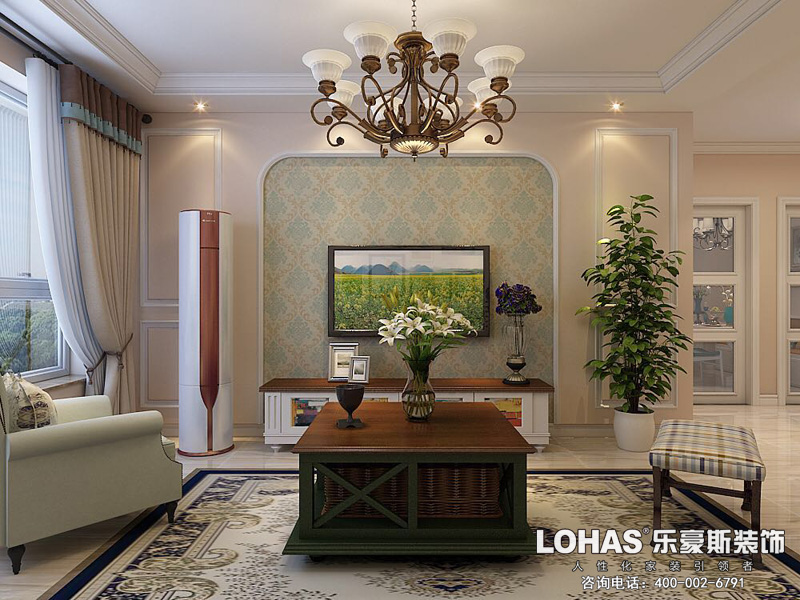 啟銳園103平米三室一廳美式風(fēng)格裝修