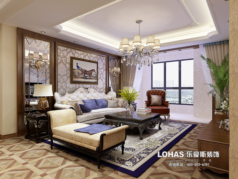 啟銳園135平米三室兩廳美式風(fēng)格