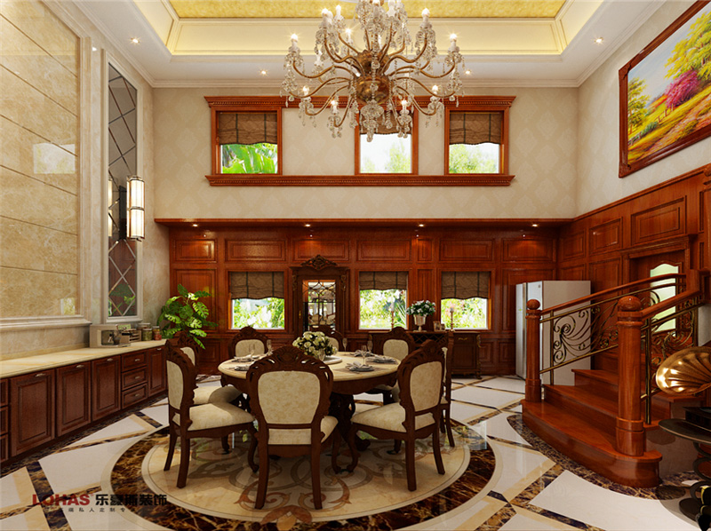 歐景園220平五室歐美混搭裝修效果圖