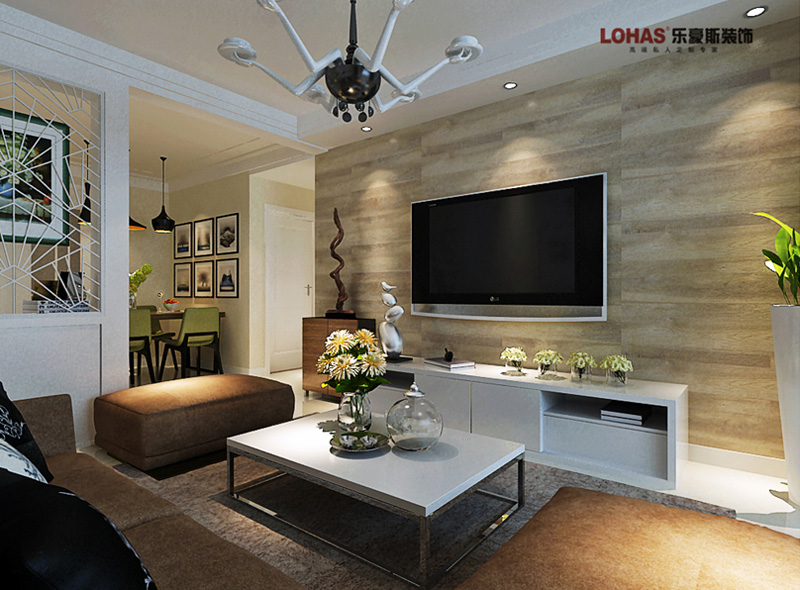 保利花園92㎡兩室兩廳現(xiàn)代簡約裝修效果圖