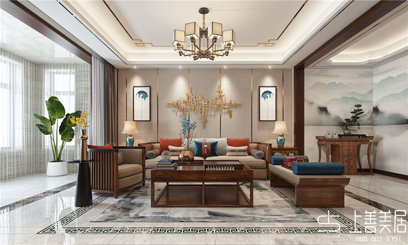 如園138平三室兩廳新中式裝修效果圖 如園138平三室兩廳新中式裝修效果圖