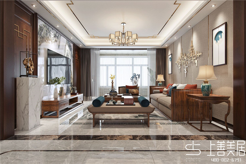 如園138平三室兩廳新中式裝修效果圖 如園138平三室兩廳新中式裝修效果圖