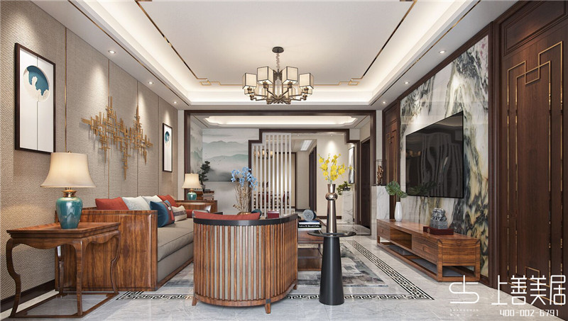 如園138平三室兩廳新中式裝修效果圖 如園138平三室兩廳新中式裝修效果圖