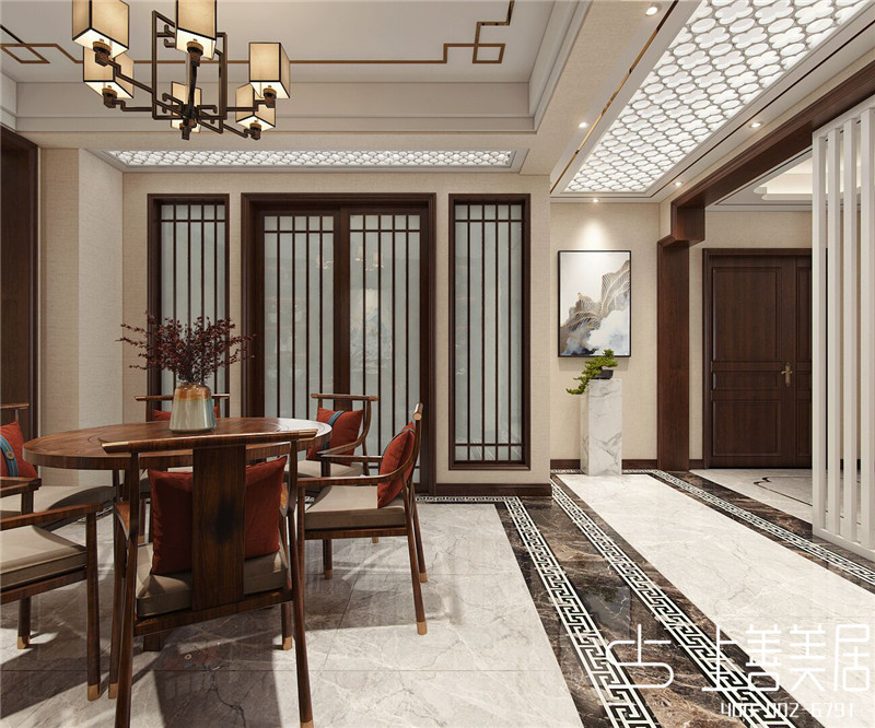 如園138平三室兩廳新中式裝修效果圖 如園138平三室兩廳新中式裝修效果圖