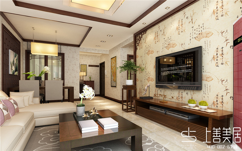 時(shí)光園99平兩室兩廳現(xiàn)代中式風(fēng)格裝修效果圖