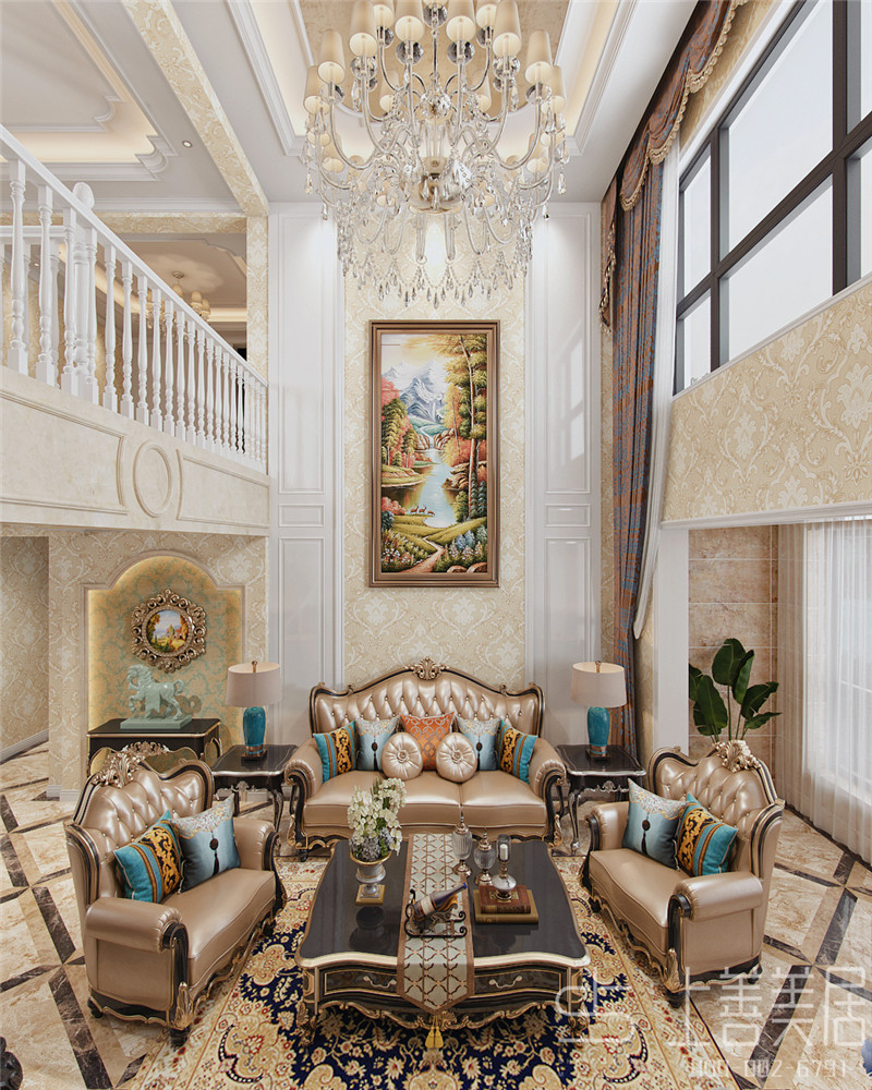 定州爵士山200平五室三廳歐式古典風格裝修效果圖