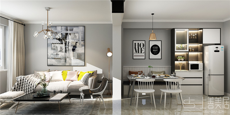 鐵路宿舍60平現(xiàn)代簡約風格裝修效果圖