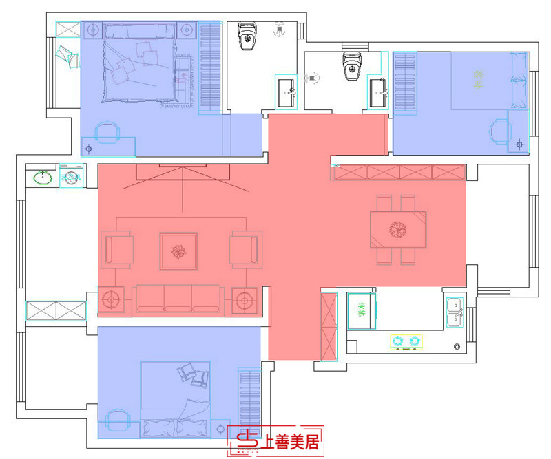榮盛城/三室兩廳/140㎡裝修效果圖