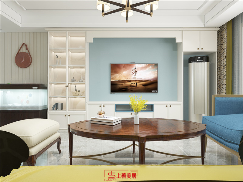 金馬小區(qū)90平美式風格電視墻