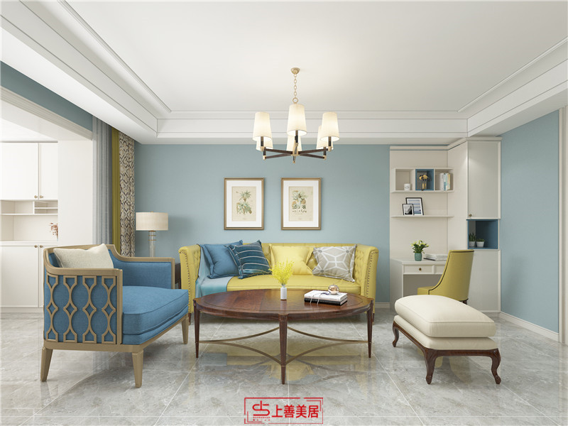 金馬小區(qū)90平美式風格沙發(fā)墻