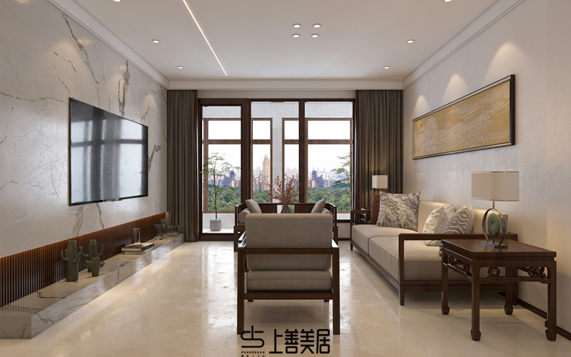 秀水名邸200平米新中式裝修案例