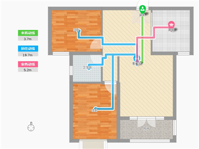天璽名著2室2廳1衛(wèi)1廚92平米戶型居室動(dòng)線圖 天璽名著2室2廳1衛(wèi)1廚92平米戶型居室動(dòng)線圖